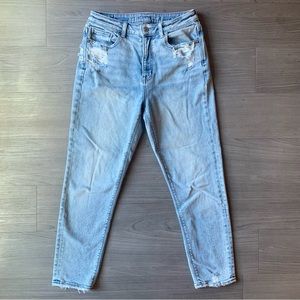 American Eagle Distressed Light Wash Mom Jeans